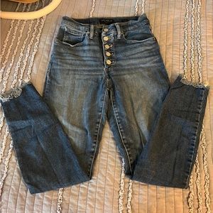 Lucky Brand Bridgette Ankle Skinny Jeans with distressed ankle